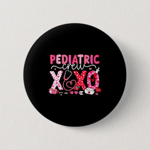 Xoxo Nurse Pediatric Crew Nurse Valentine Leopard  2 Inch Round Button