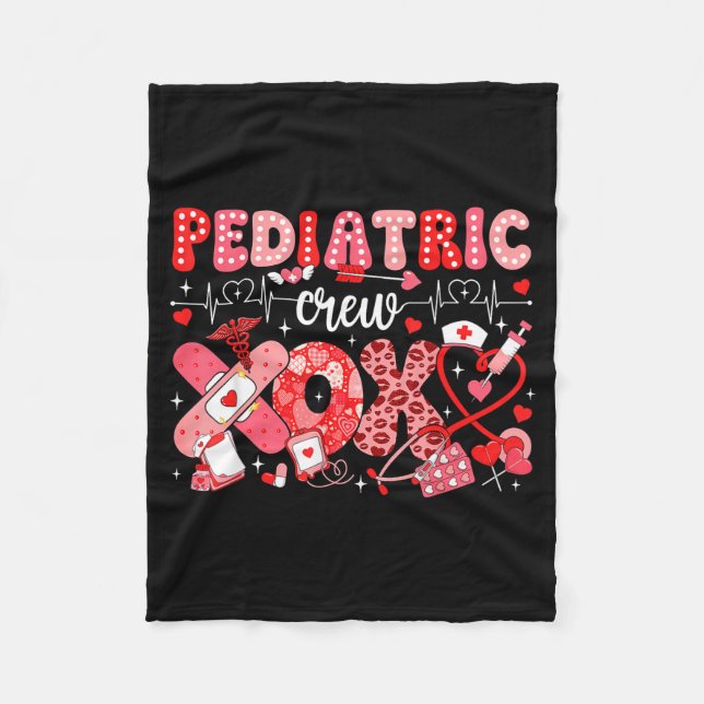 Xoxo Nurse Pediatric Crew Nurse Valentine Leopard  Fleece Blanket (Front)