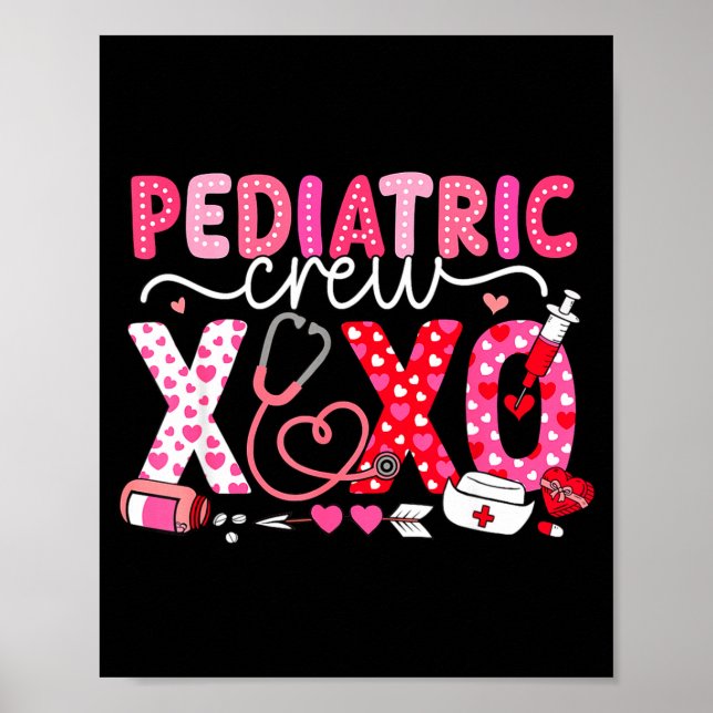 Xoxo Nurse Pediatric Crew Nurse Valentine Leopard  Poster (Front)