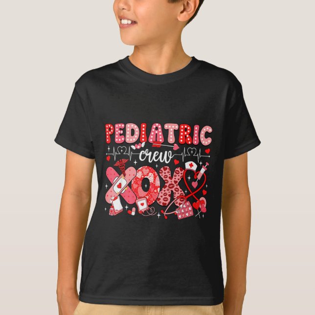 Xoxo Nurse Pediatric Crew Nurse Valentine Leopard  T-Shirt (Front)