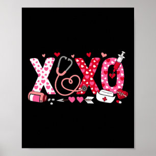 Xoxo Nurse Valentines Day Stethoscope Valentine Fo Poster