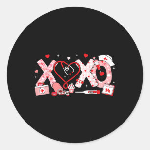 Xoxo Nurse Valentines Day Stethoscope Valentine Nu Classic Round Sticker