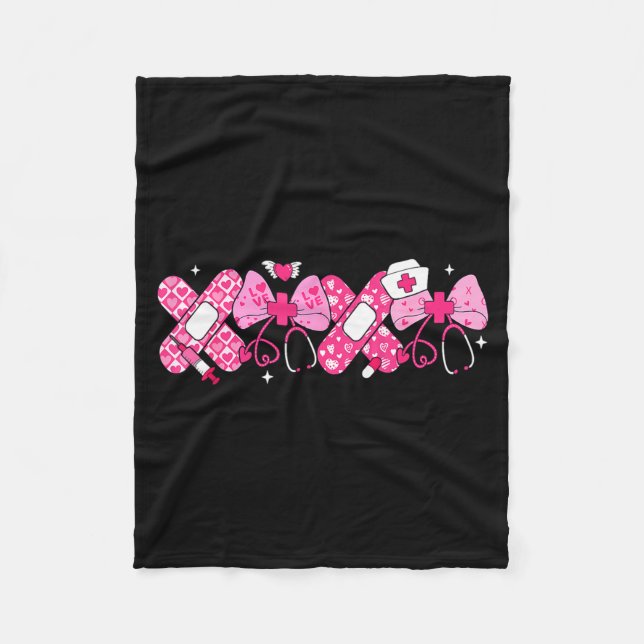 Xoxo Nurse Valentines Day Stethoscope Valentine Nu Fleece Blanket (Front)