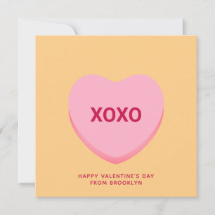 XOXO orange conversation heart Valentine's card