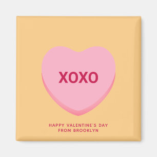 XOXO orange pink conversation heart Valentine's Magnet