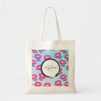XOXO Pattern with Pink Kissy Lips with Monogram