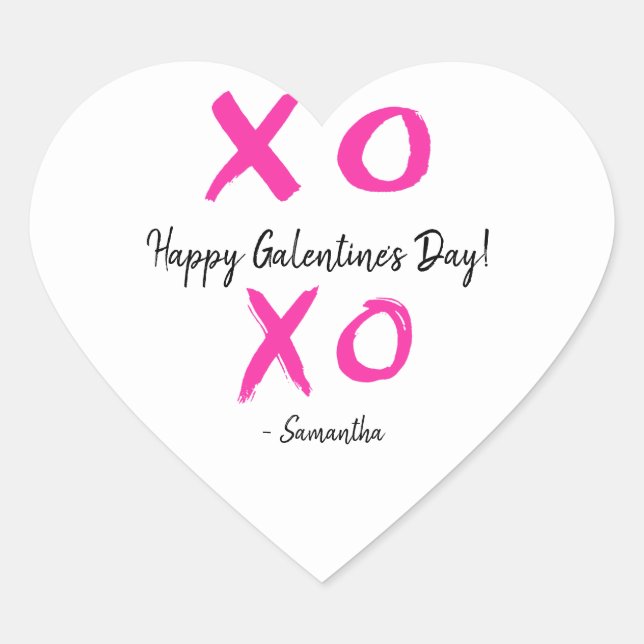 XOXO Personalized Happy Galentine's Day Heart Sticker (Front)