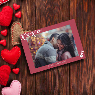 XOXO Personalized Photo I Modern Hippie Pink I Val Holiday Card
