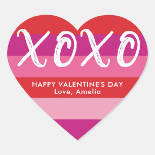 XOXO Personalized Valentine's Day Heart Stickers