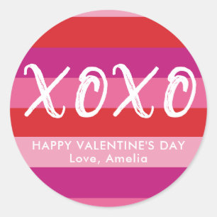 XOXO Personalized Valentine's Day Stickers