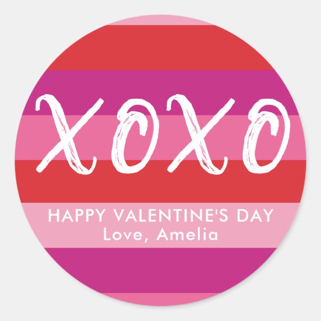 XOXO Personalized Valentine's Day Stickers (Front)