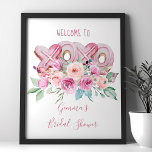 XOXO Pink Cookies Pretty Floral Welcome Poster<br><div class="desc">Pretty watercolor floral Welcome Sign with XOXO pink cookies nestled in an arrangement of flower blooms and greenery. Design features cute handwritten lettering and elegant script and the template is easy for you to personalize. A sweet design for spring or summer and perfect for a Valentines themed bridal shower, baby...</div>