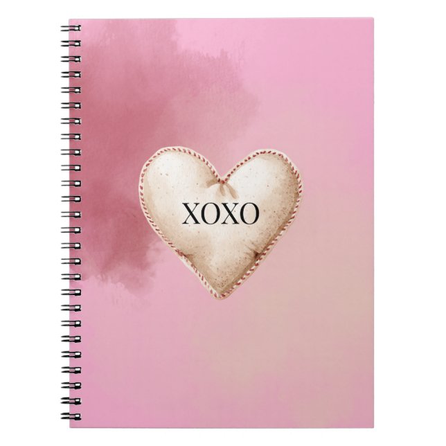 XOXO Pink Cream Heart Notebook (Front)