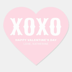 XOXO pink cute typography valentine's Day Heart Sticker