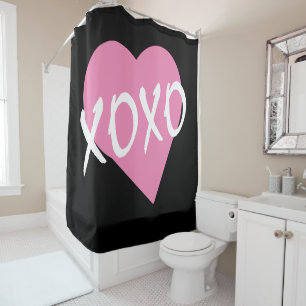 XOXO Pink Heart Black Hugs Kisses
