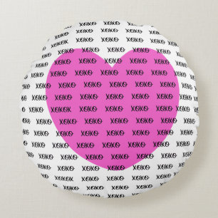 XOXO Pink Heart Round Pillow