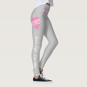 XOXO Pink Heart White XOXO Hugs Kisses Grey Leggings