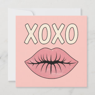 XOXO Pink Lips Valentine's Day Holiday Card
