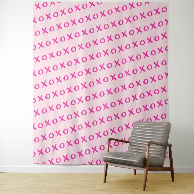 Xoxo pink on pink brushstroke Photo Station Tapestry (In Situ)