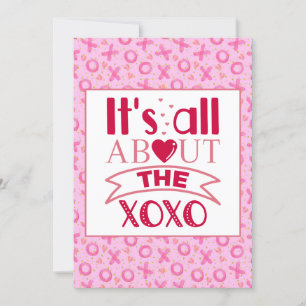 XOXO Pink Red Cute Heart Valentine Greeting Holiday Card