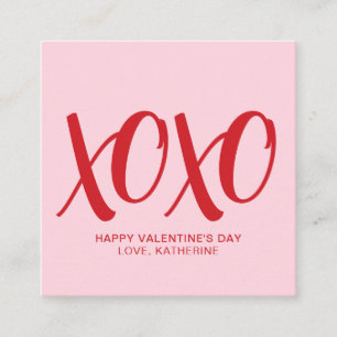 XOXO pink red cute modern custom valentine's Day Enclosure Card