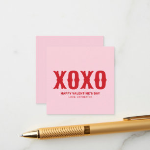 XOXO pink red cute typography valentine's Day Enclosure Card