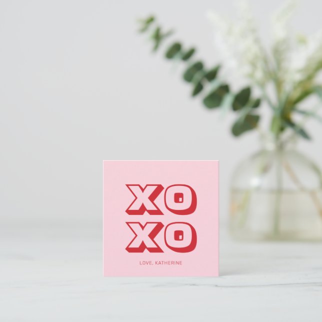 XOXO pink red modern bold fun typography custom Enclosure Card (Standing Front)