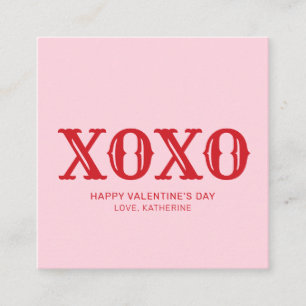 XOXO pink red typography cute valentine's Day Enclosure Card