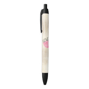 XOXO Pink Watercolor Lips Black Ink Pen