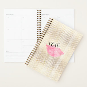 XOXO Pink Watercolor Lips Planner