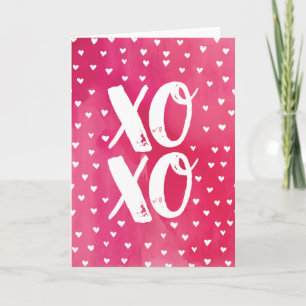 XOXO Pink Watercolor Valentine's Day Card