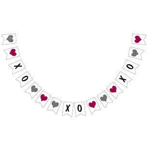 xoxo plaid check & red heart valentine decor bunting flags