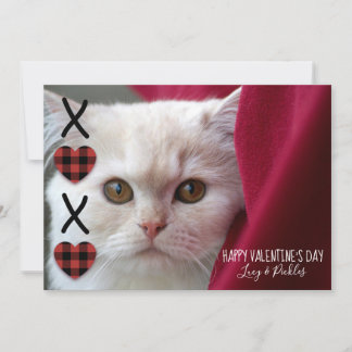 XOXO Plaid Valentine's Day Photo Holiday Card