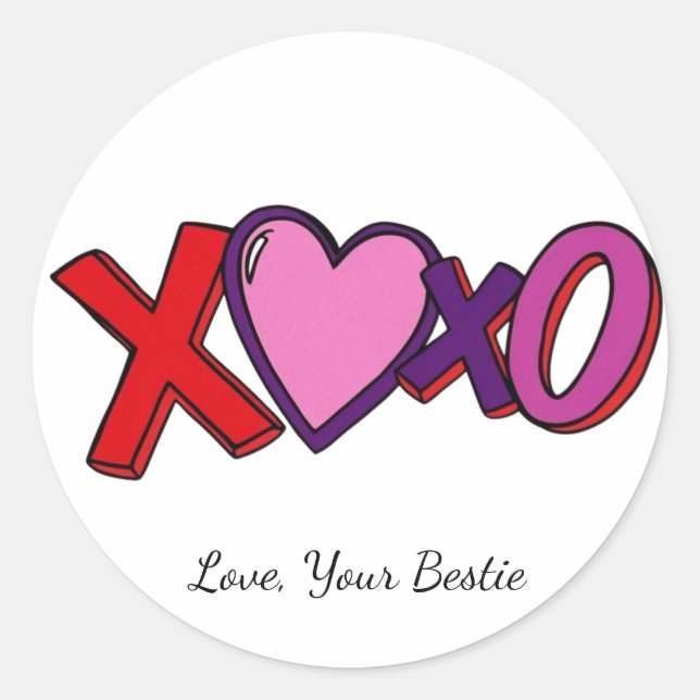 XOXO Print sticker,Valentines Day  Classic Round Sticker (Front)