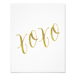 XOXO Quote Faux Gold Glitter Background Template Photo Print