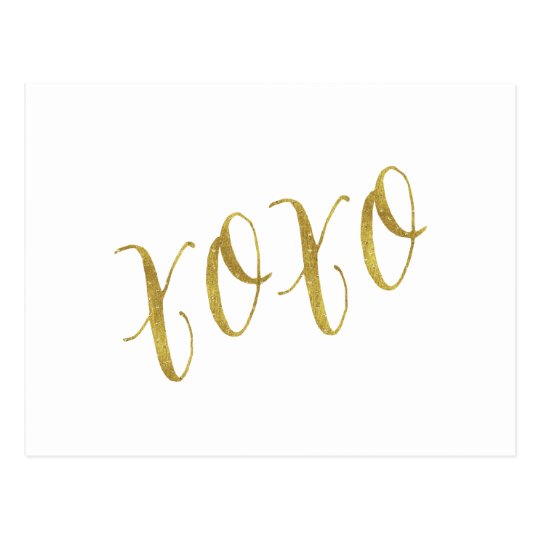 XOXO Quote Faux Gold Glitter Background Template Postcard