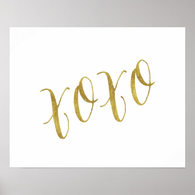 XOXO Quote Faux Gold Glitter Background Template Poster (Front)
