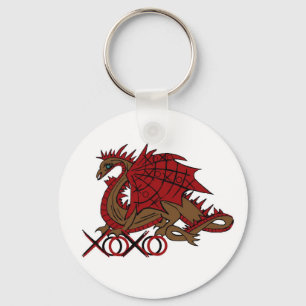 XOXO red and brown dragon Keychain