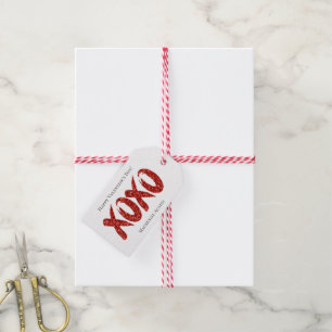 XOXO Red Glitter Glam Brushstroke Hug and Kisses Gift Tags