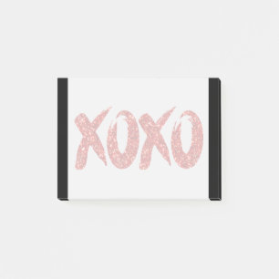 XOXO Red Glitter Glam Brushstroke Hug and Kisses Post-it Notes