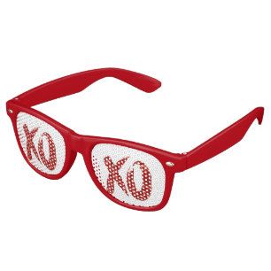 XOXO Red Glitter   Glam Brushstroke Hug and Kisses Retro Sunglasses