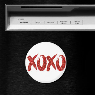XOXO Red Glitter   Trendy Modern Glam Brushstroke Magnet