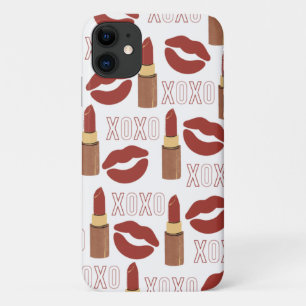 XOXO, Red Lips, and Red Lipsticks Pattern iPhone 11 Case