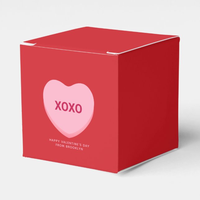 XOXO red pink conversation heart Valentine's Day Favor Box (Front Side)