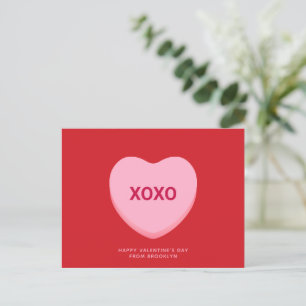XOXO red pink conversation heart Valentine's Day Postcard