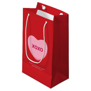 XOXO red pink conversation heart Valentine's Day Small Gift Bag