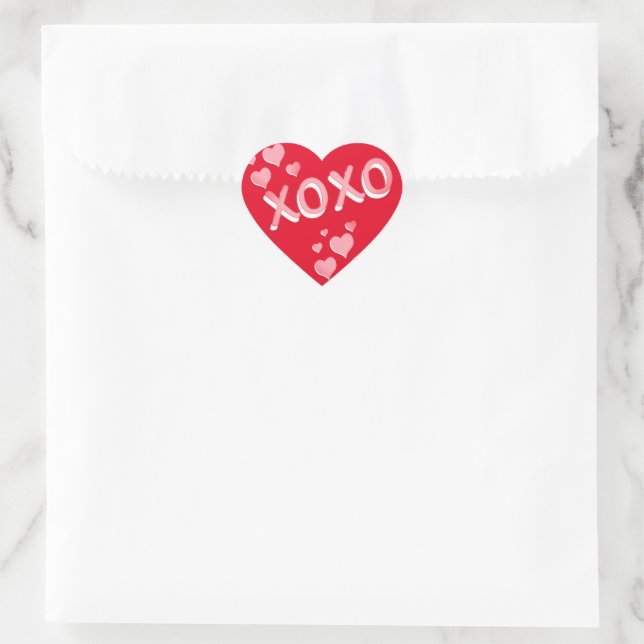 XOXO Red Pink Hearts Valentine's Day Heart Sticker (Bag)