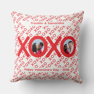XOXO Red Valentine's Day Photo Throw Pillow
