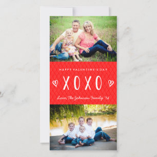 XOXO Red White Valentine's Day Family Holiday Card