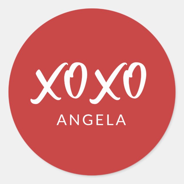 XOXO Script Personalized Classic Round Sticker (Front)
